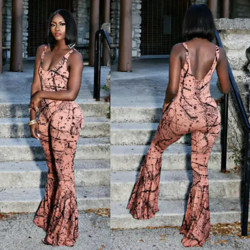 

Hot Retro Fashion Ladies Women Casual 2018 New Summer Jumpsuit Sleeveless Clubwear Wide Leg Pant Boot Cut Summer Outfits