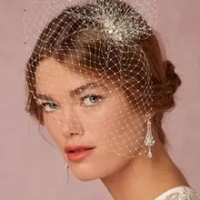 Горячие Фаты Глава Короткие Тюль Из Бисера Фата Пользовательские Клетка Свадебная Фата Мантилья Края Вырезать V849