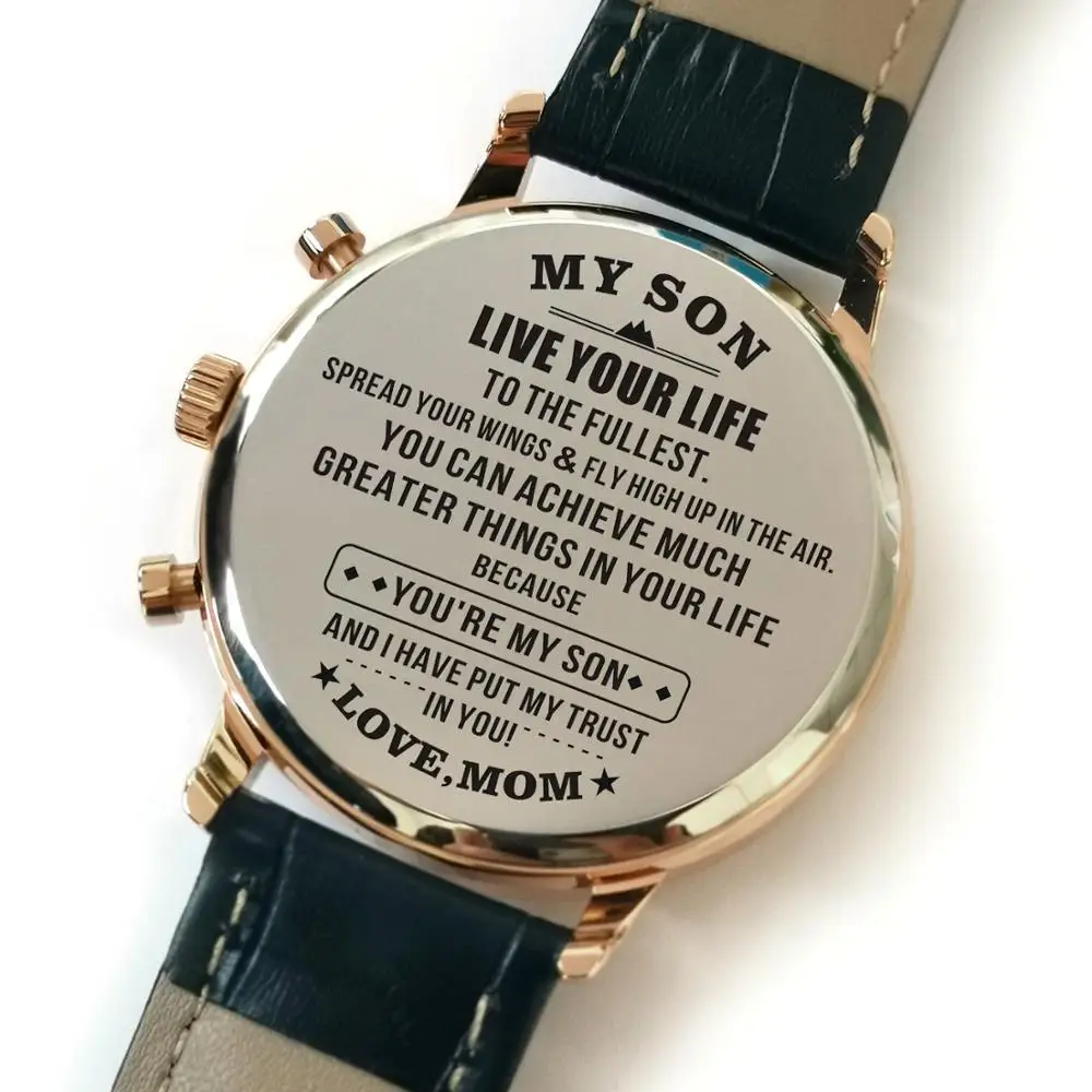 

K4500-4 Mom To My Son Steel Sports Waterproof Men Watches Luxury Brand Leisure Male Wrist Watches Calendar 24-hours Dail Analog