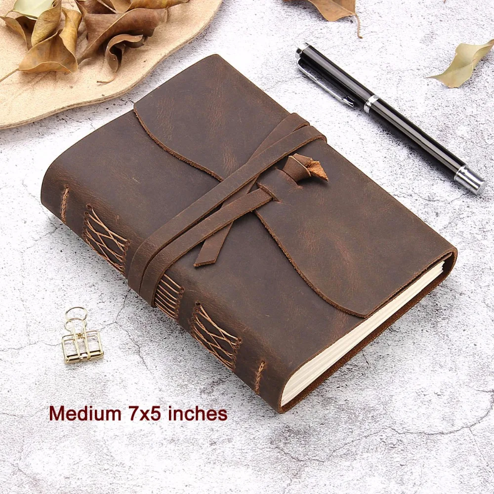 Leather Journal Travel Notebook, Handmade Vintage Leather Bound Writing Notebook for Men & Women, Unlined Travel Journal to Writ