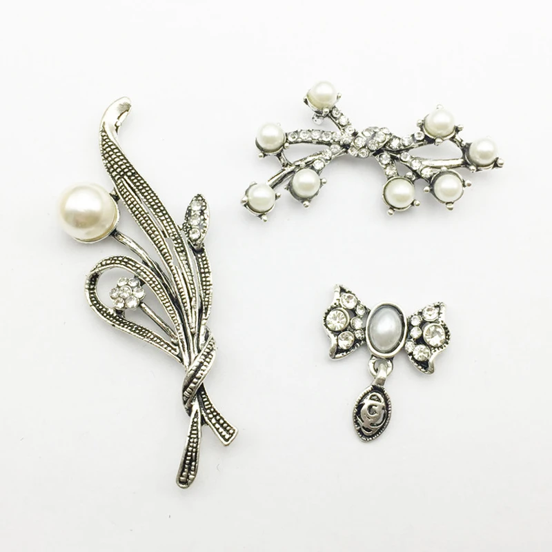 50pcs Bowknot Grass Pearl Crystal Strass Jewelry Rhinestone Buckle