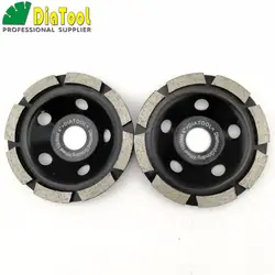 DIATOOL 2pks 4" Diamond Grinding Disc #30/40 Coarse Fast Working Single Row Cup Wheel For Abrasive Material