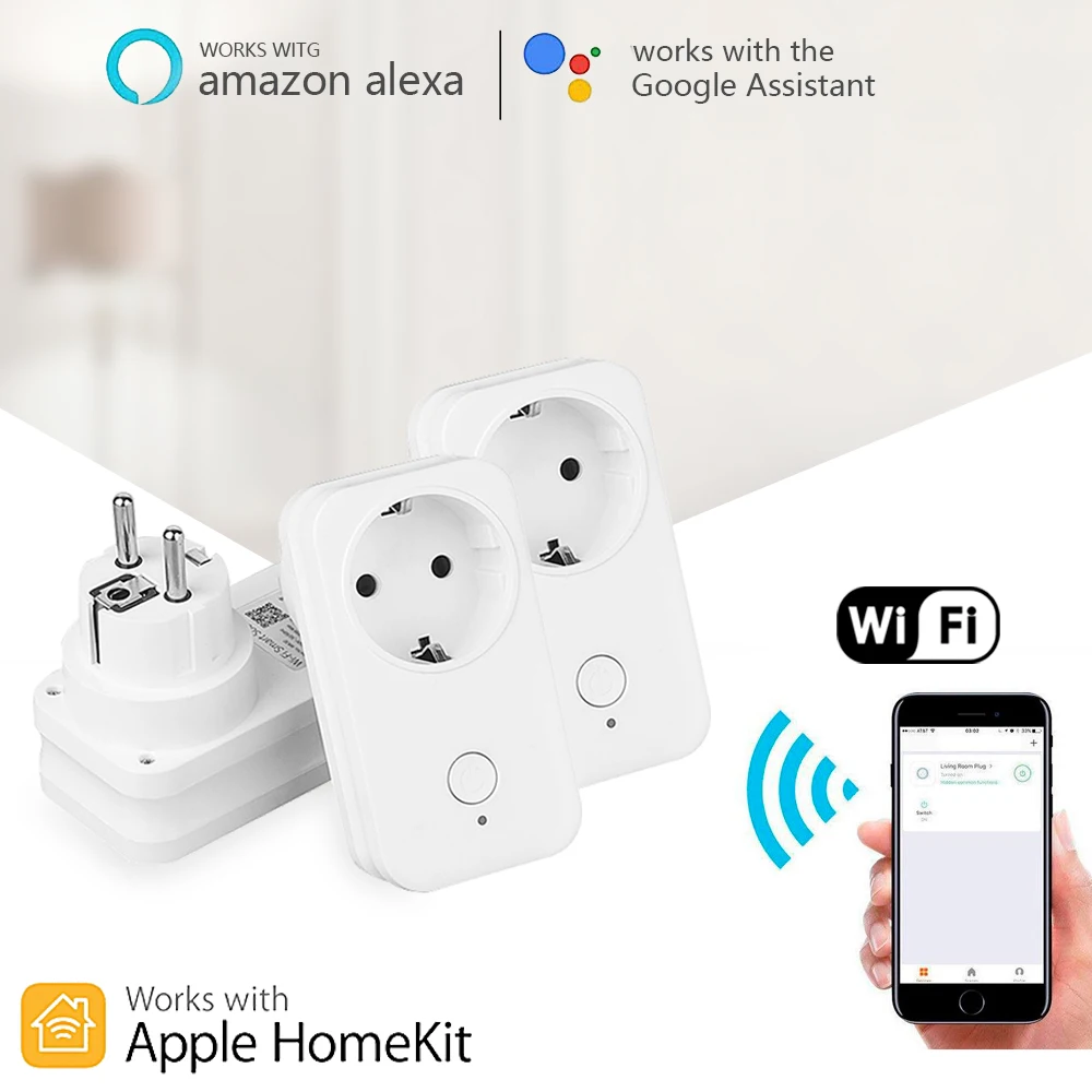 

Timethinker Smart WiFi Outlet HomKit Socket APP Remote Control 3Pcs UK AU US EU Plug for Apple Homekit Siri ALexa Google Home