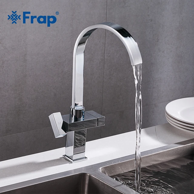 Special Offers Frap New Arrival Dual Holder Single Hole Kitchen Faucet Deck Mounted Hot and Cold Water Mixer Tap Kitchen Sink Mixer Y40023