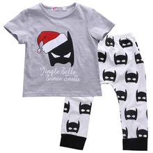 Одежда для маленьких мальчиков набор одежды с бэтменом для мальчиков и девочек рождественские костюмы топы и штаны с бэтменом комплект одежды из 2 предметов