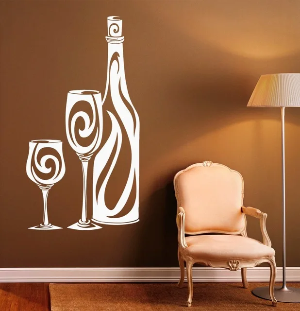 Wine Bottle Pattern Wall Decal Vinyl Glass Housewares Modern Home Decor