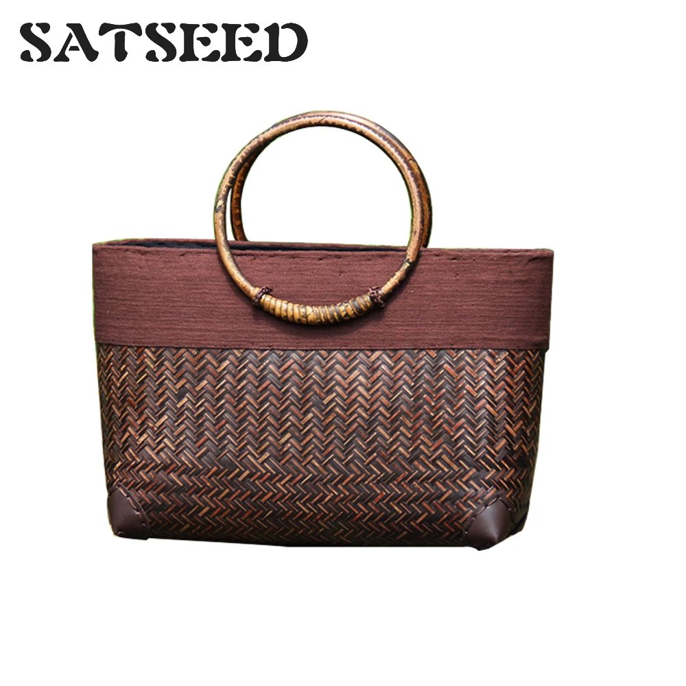 New Women's Bag Thai Bamboo Bag Beach Bag Travel Beach Rattan Hand-woven Handbag New Women's Bag Thai Bamboo Bag Beach Bag Travel Beach Rattan Hand-woven Handbag