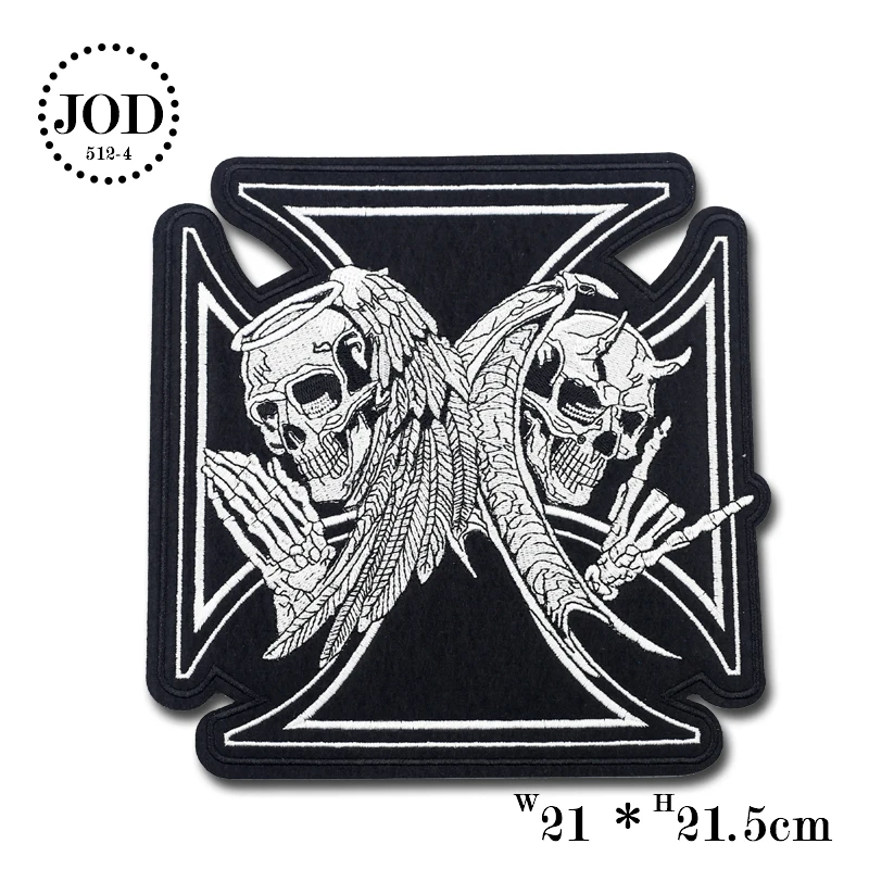 

Angel Devil Skull 21x21.5cm Decorations Biker Iron on Patches for Clothes DIY Patch Sewing Stickers Back Clothing Large JODc