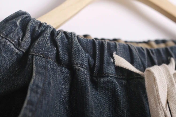 Tafiy 2017 Винтаж Для женщин джинсовые штаны эластичный пояс твердые прямые Брюки для девочек свободные хлопковые Универсальные джинсовые