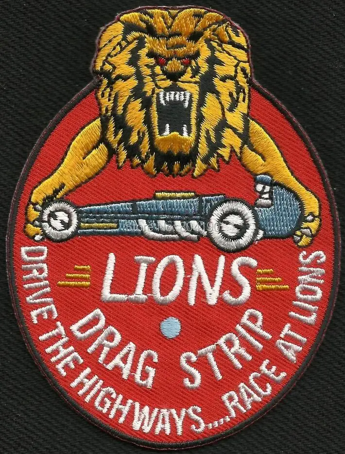 

LIONS DRAG STRIP RACE GREASER RACING GEARHEAD MC PATCHES MOTORCYCLE HOT ROD BIKER VEST Clothing punk rock applique Embroidered