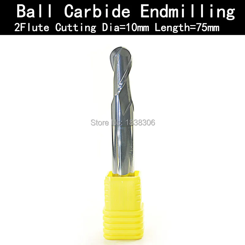 

1pcs end mill carbide CNC drill bit R5-D10-75-2T 2Flutes Micro Grain tungsten Steel 50HRC Ball end mill cutter For CNC Milling