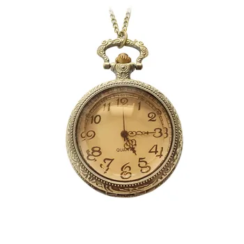 

New Fashion Vintage Antique Glass Dark Brown Quartz Pocket Watch for Women Men Jewelry Gift High Quality LXH