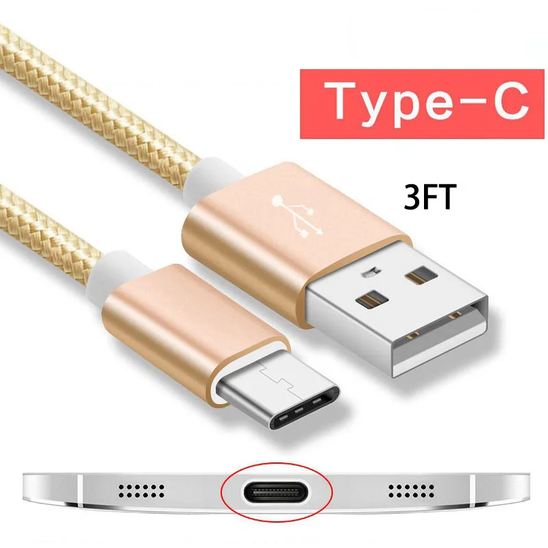 USB Type C Nylon Data Sync Charger Cable for Xiaomi Mi5 Mi5S Mi6 Mi8 MIX MIX2 Type C USB 3.1 Fast charging data cable