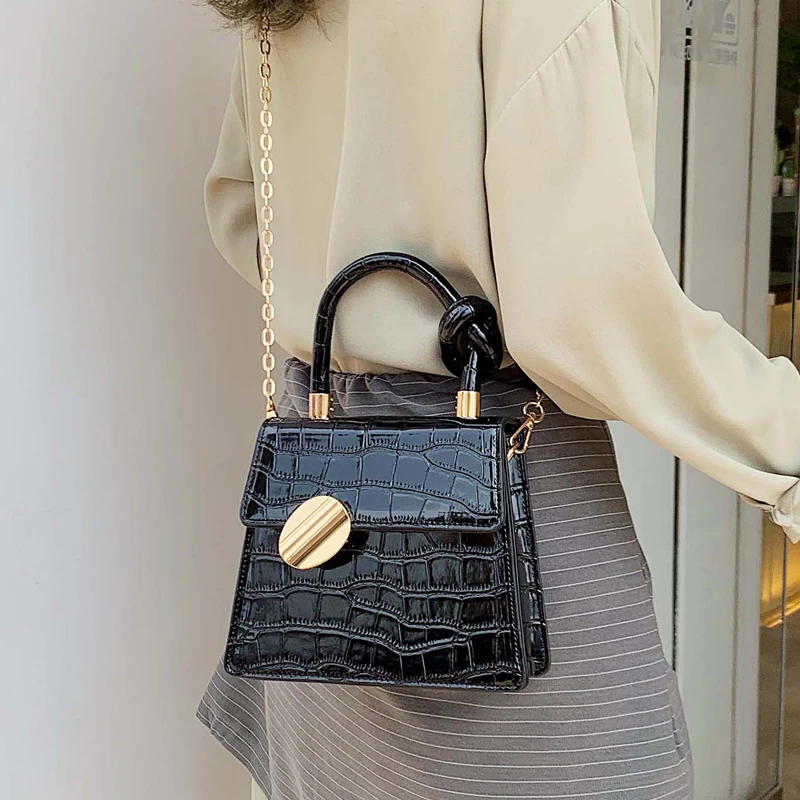 أعلى مقبض التمساح حمل حقيبة للنساء 2019 بو الجلود المرأة حقيبة يد تمساح نمط سلاسل الكتف حقيبة ساعي حقائب