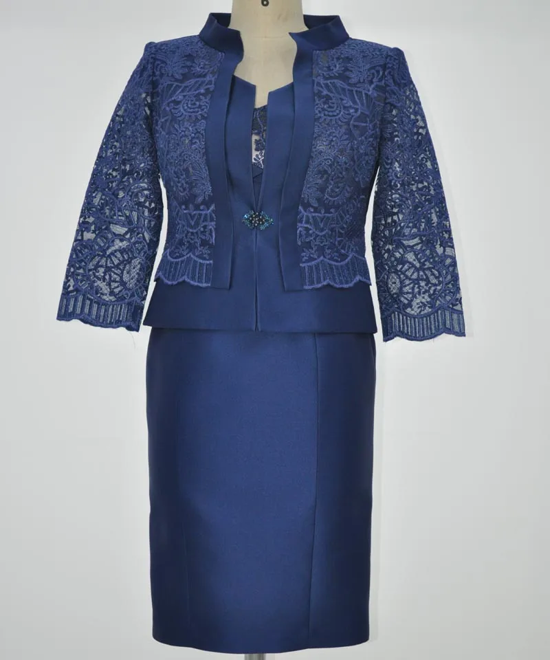 New Round Collar Lace Sleeve Diamond Pearl Buckle Ladies Set