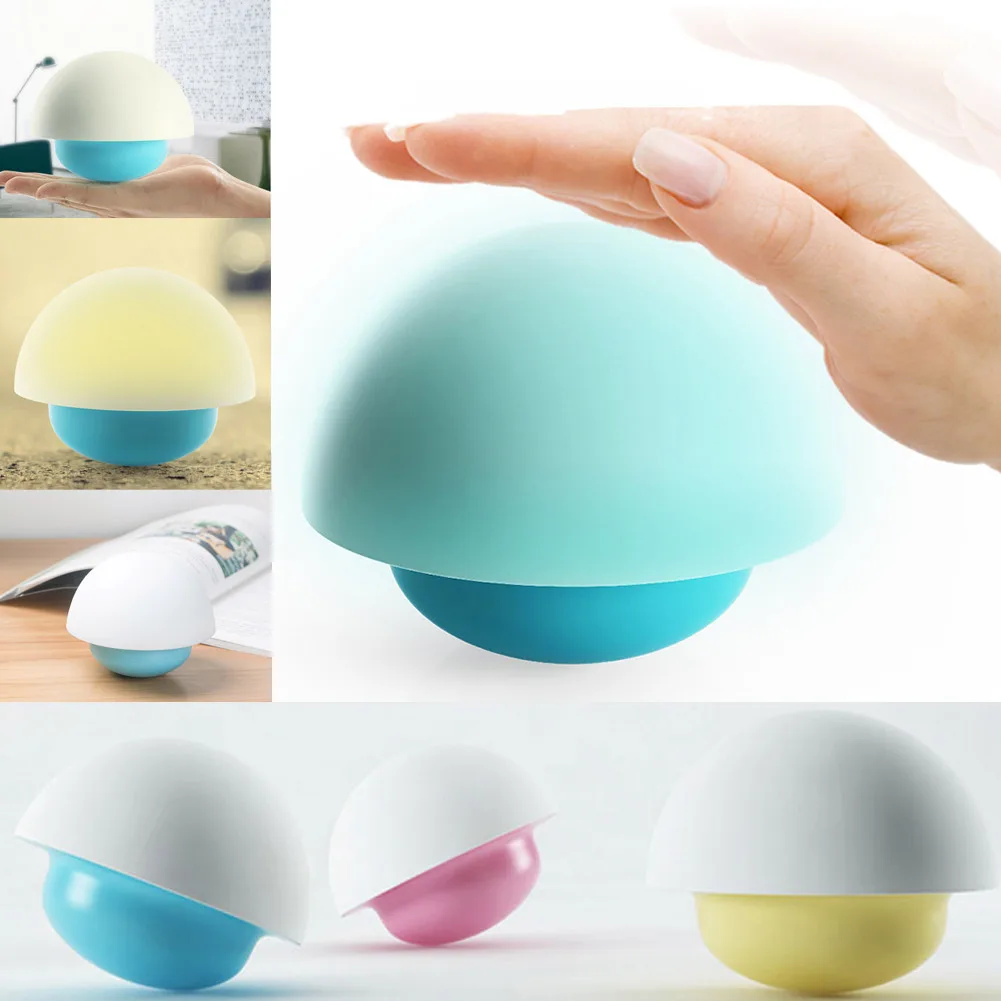 USB Touch Sensor Tumbler Mushroom Silicone Night Light Warm Dimmable LED Lamp Baby Nightlight 3 Colors