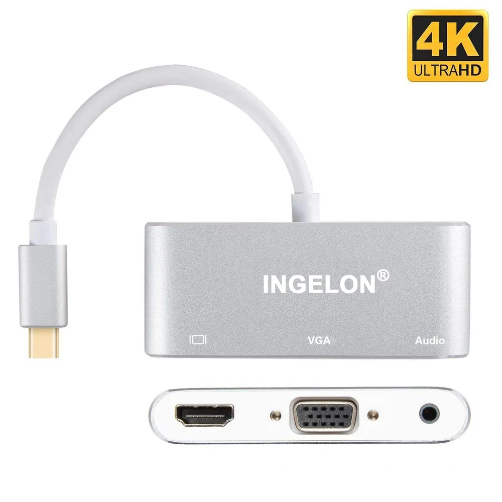 Ingelon USB Hub USB C to HDMI VGA Audio Adapter Type C to Duo Screen Display Converter for MacBook Pro Sony LG HDTV Samsung S8 9 (1)