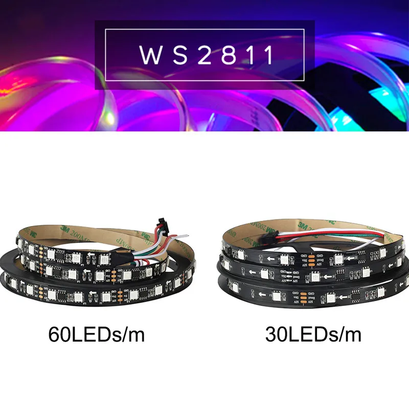 5 В/12 В м WS2812B индивидуальная Адресуемая WS2811 WS2812 WS2813 WS2815 WS2818 30/60Led/M умная Пиксельная