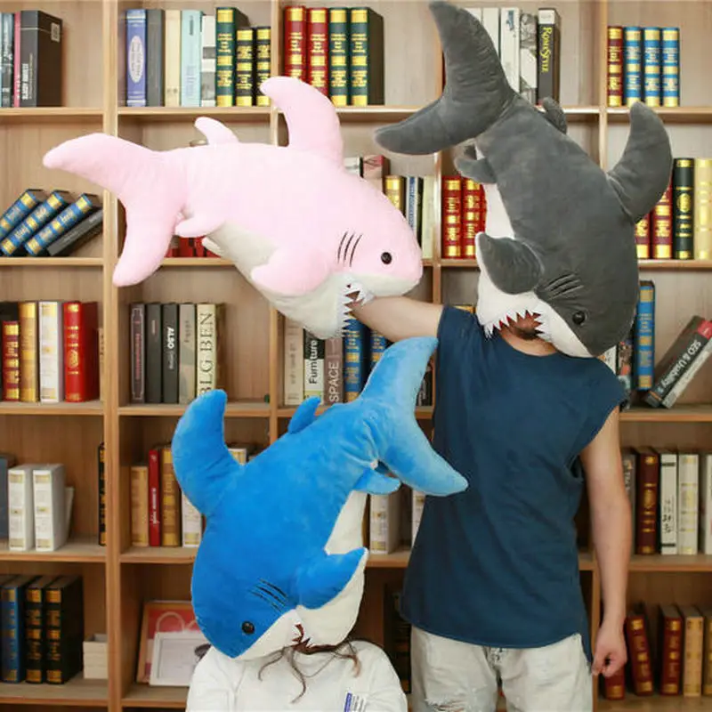 

Gray/Pink/blue 90cm Giant Cartoon Shark Plush Toys Fish Doll Whale Simualtion Stuffed Plush Animal Doll Children Birthday Gift