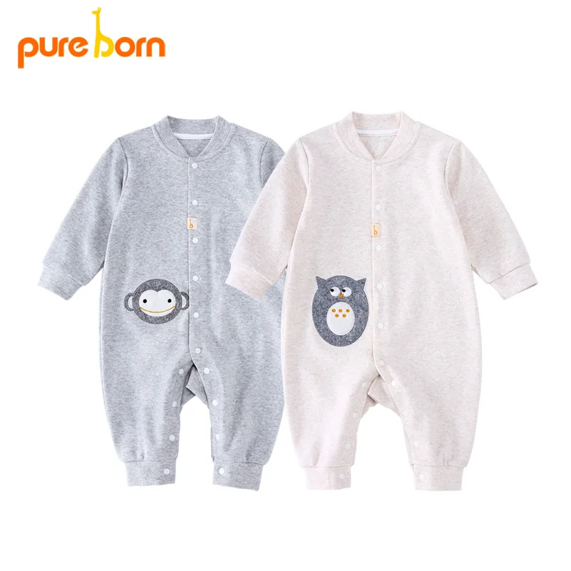 Toddler Baby Boy Girl Organic Coverall OWL Infant Long Sleeve Romper Jumpsuit