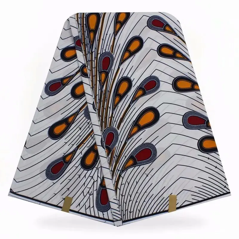 Нигерийская Анкара ткань горячий воск настоящий Африканский воск печатает ткань голландский воск ткань для шитья 6 ярдов хлопчатобумажная ткань белый