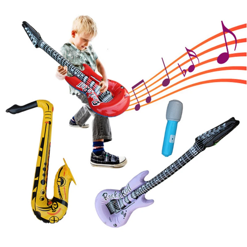 

1PCS Inflatable microphone guitar saxophone balloon blowing birthday party time star disco toy children's party