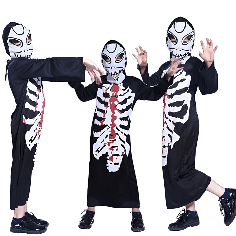 Free shipping Halloween black ghost zombie role playing boys clothes