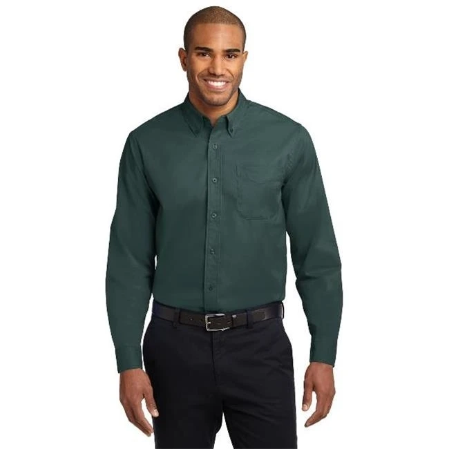 Port Authority S608 Mens Long Sleeve Easy Care Shirt Dark Green & Navy - 4XL