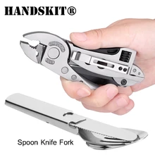Alicates multitool bolso faca chave de fenda conjunto kit ajustável chave mandíbula reparação sobrevivência mão com colher faca garfo(China)