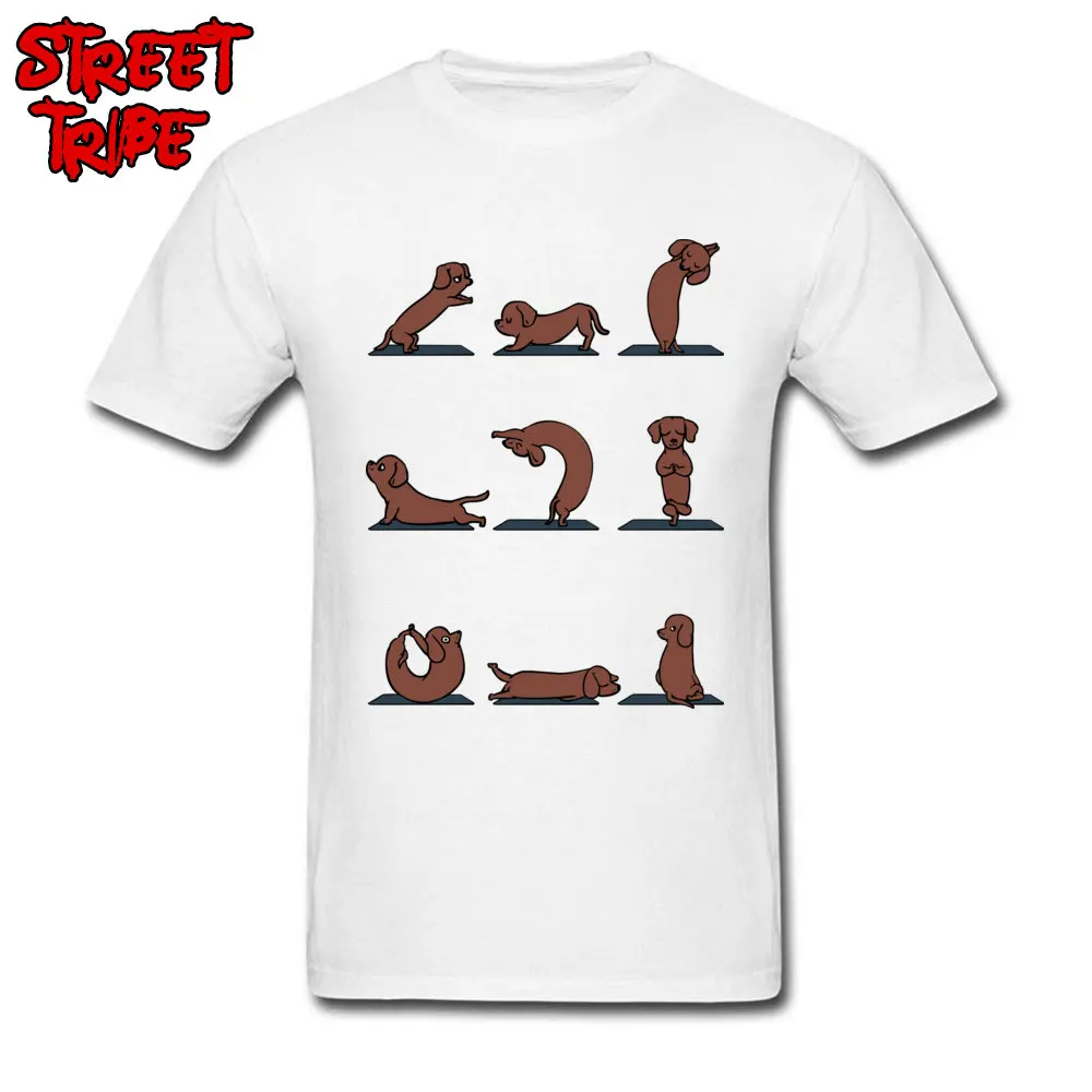 Tops Shirts Dachshund yoga Tops Shirt Labor Day Prevalent Design Short Sleeve All Cotton O-Neck Men's T-Shirt Design Dachshund yoga white