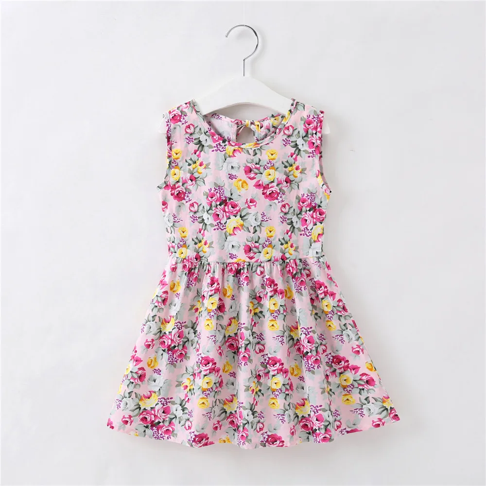 

1-7 Years Kids Girl Princess Dressss Summer Children Clothing Girls Sleeveless Dress Toddler Baby Cotton One-piece Outfits Cute