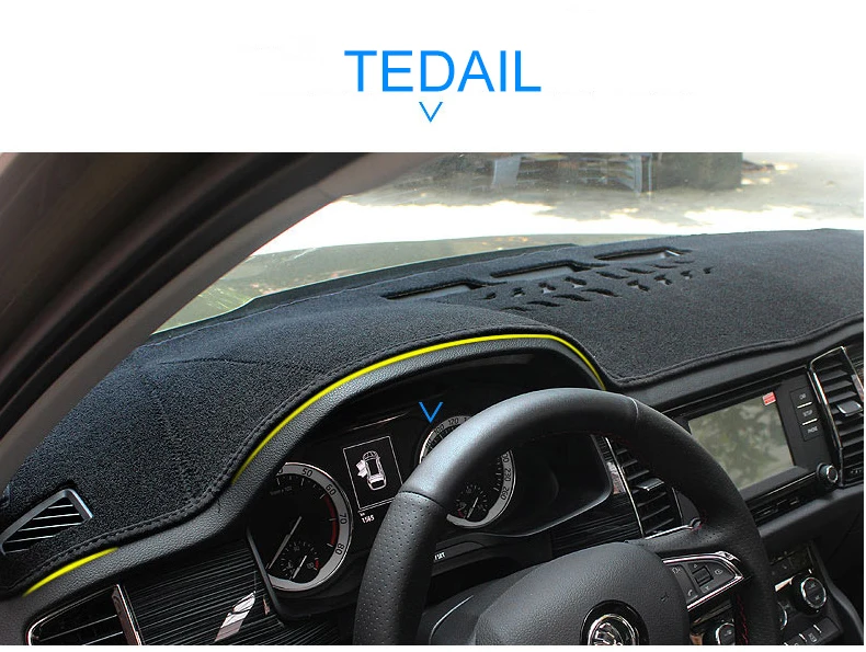 para Skoda Kodiaq Tampa do Painel Carro Esteira Evitar Luz Sun Sombra Almofada Instrumento Tapetes Guarnições Acessórios 2020 Lhd 14 Cheap Molduras interiores