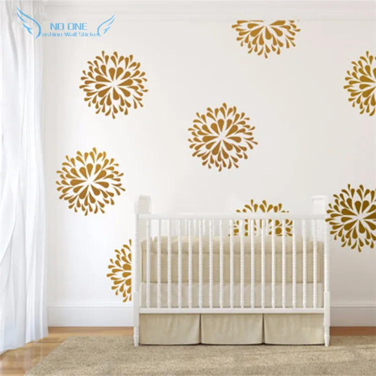 Kaufen Gold Blumen Wandtattoos Vinyl Aufkleber Kinder Schlafzimmer Wandkunst Decor Kinder Wandaufkleber Baby Kinderzimmer Wandbild Design
