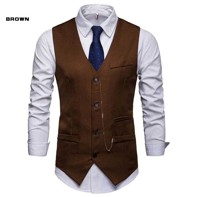 ZOGAA business vest waistcoat men Leisure 4 colors formal vest for men 2019 new waistcoat men plus size S-2XL Cotton mens vest
