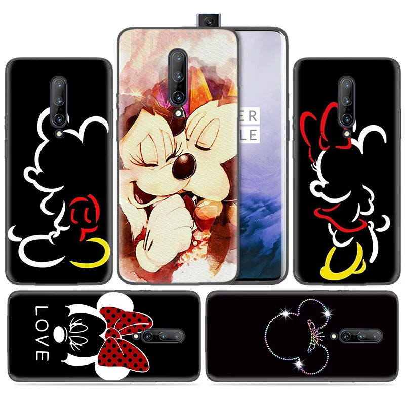

Silicone Case for Oneplus 1+ 7 Pro 7Pro 6T 6 5G Black Dark Coque Shell Cell Phone Cover Mobile Bags Kissing Lovers Mickey Minnie