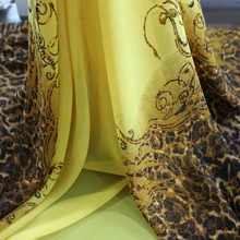 Модная африканская леопардовая ткань для платья, шифон, марля, желтый цвет