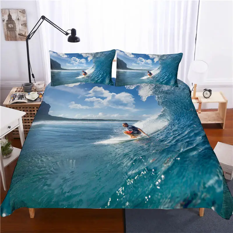 3D набор постельного белья для серфинга в океане, пододеяльник, одеяло, комплекты постельного белья, домашнее текстильное постельное белье, США, Великобритания, Австралия, 13 размеров, постельное белье для серфинга