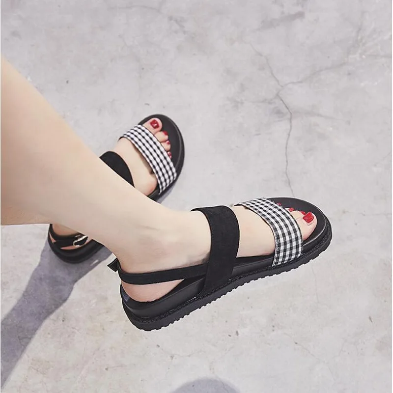 

RUSHIMAN 2018 Summer West velvet Flat Sandals Shoes For Women Platform Sandals Lady Casual Leisure Beach Footwear sandalias muje