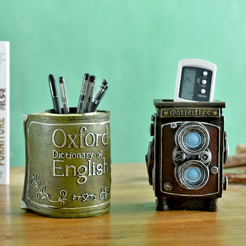 

Resin Telephone Camera Fake books Model Storage Jars Creative Antique Imitation Pen Case Office Desktop multi-function Ornaments