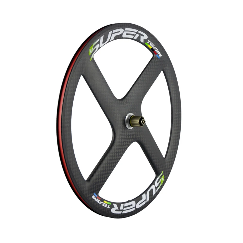 Superteam 56mm Clincher//Tubular Tri Spoke Front Wheel 700C Track Carbon Wheel