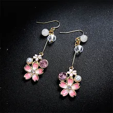 Цветочные жемчужные серьги женские темпераментные индивидуальные серьги для молодой женщины длинные жемчужные хрустальные серьги-гвоздики для женщин