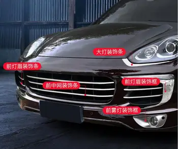 

Car Front 3D bumper Mesh Vent Hole Dirt Grille Grills & Fog Lamp Cover Trims For Porsche Cayenne 2015 2016 2017