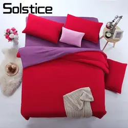 Solstice домашний текстиль Сплошной Красный Фиолетовый Постельное белье малыш взрослый Леди Девушки белье пододеяльник наволочка кровать