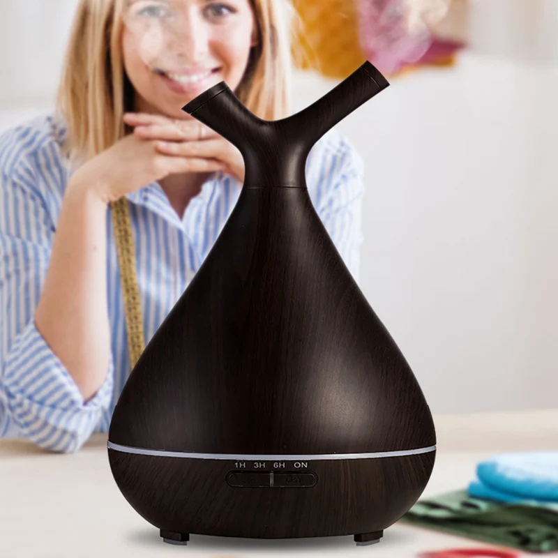 

Essential Humidifier Aroma Oil Diffuser Wood Grain Ultrasonic Air Humidifier Cool Mini Mist Maker LED Lights for Home Office