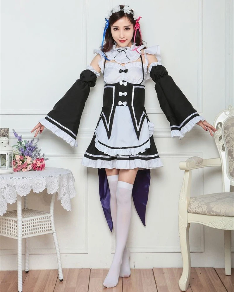 Rem Ram Maid Cosplay Costumes Re:Zero kara Hajimeru Isekai Seikatsu Kawaii cos dresses Re Life In a Different World Anime Maid