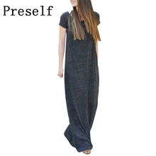 Preself Dresses Women Maxi Floor Long Wrap Dress Ladies Fashion Short Long Sleeve Loose Casual Beach Girl Gray Pink Colors