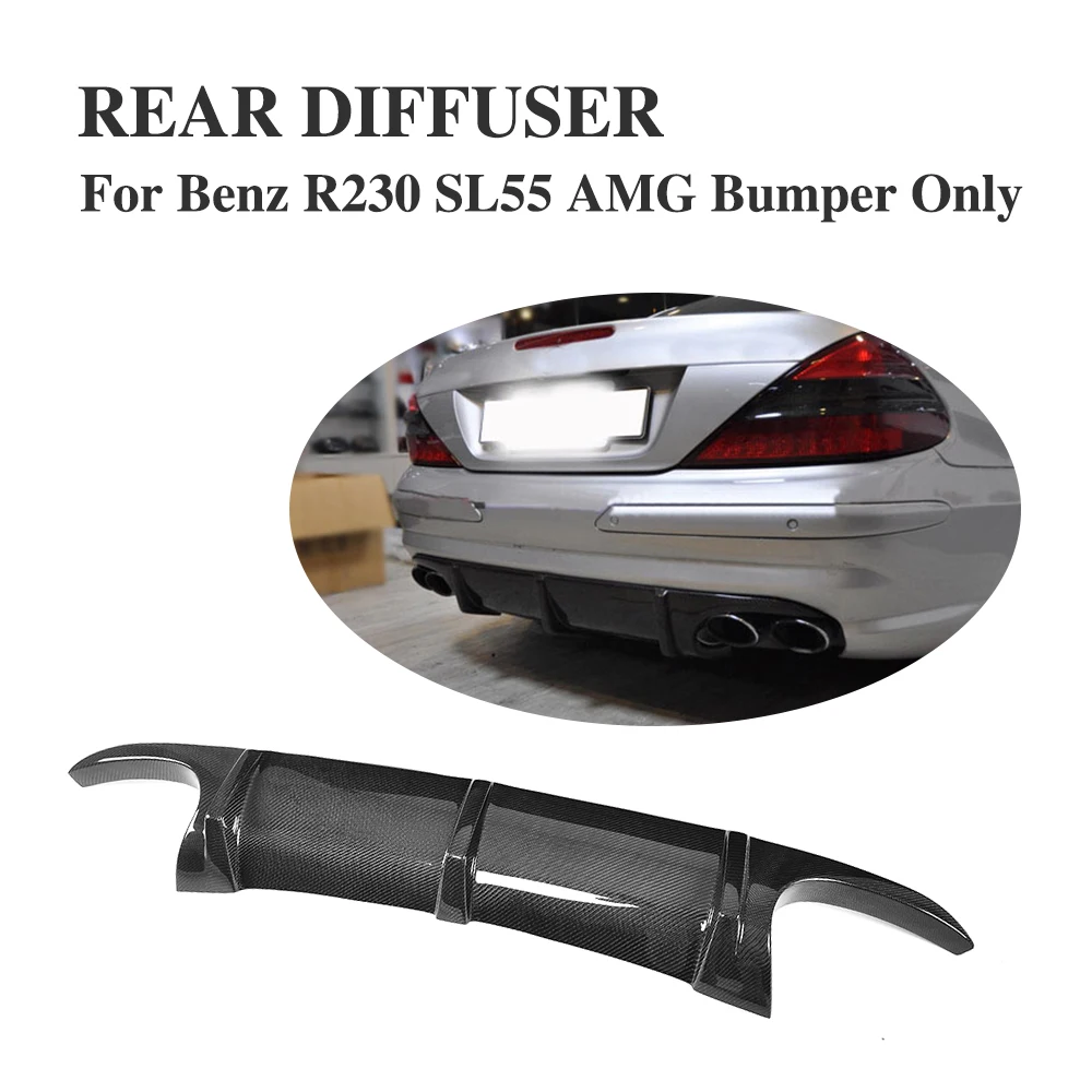 Carbon Fiber Black Rear Lip Diffuser Spoiler Exhaust Bumper diffuser