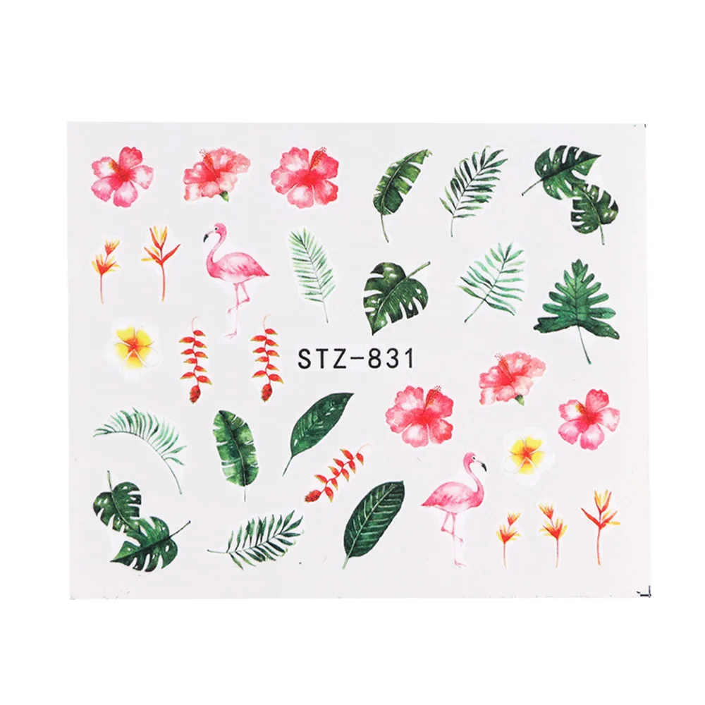 1 лист, черный, белый лист, наклейки для ногтей, слайдер, цветок, Водные Наклейки, Декор, водяной знак, тату, маникюрные аксессуары, LASTZ808-815-1 - Цвет: STZ831