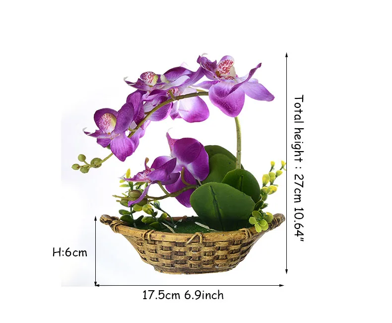 Фаленопсис горшечные искусственный цветок орхидеи с пеной листьев и Пластиковые Ваза моделирования цветок украшение для дома Таблица 1 компл