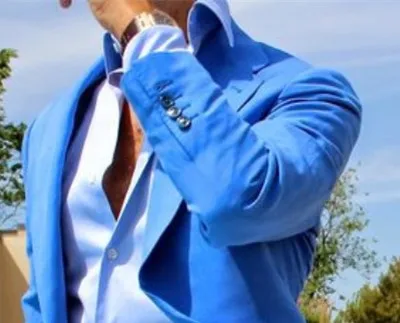 Летний стиль на заказ королевский синий пиджак белый брючный костюм Блейзер для мужчин смокинг под заказ Мужские свадебные костюмы 2 шт.(пиджак+ брюки